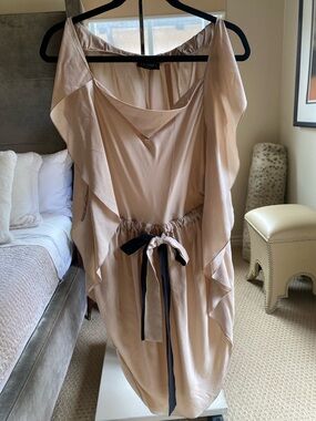Vionnet Beige Midi Dress with Black Ribbon